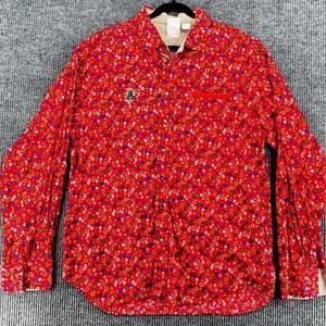 Vintage Floral Button Up Shirt Red Plus Size Womens 3X Cottagecore Oversized
